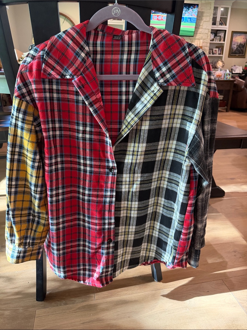Women’s  Multi-Color Plaid Button-Up Shirt - Red, Black & Yellow